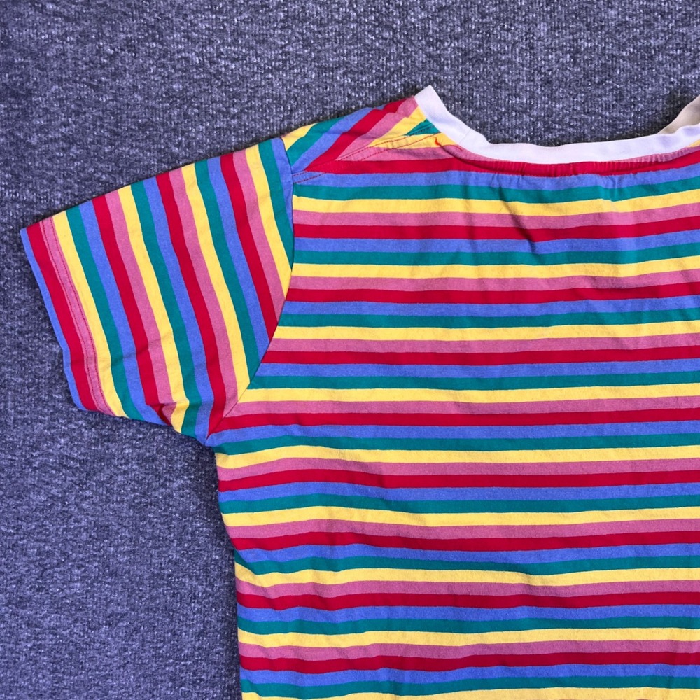 Santa Cruz Striped Shirt Mens Medium Multi-Color Skate Casual Rainbow Logo - Picture 16 of 16